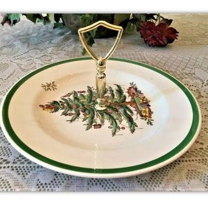 Spode Christmas Tree Round Serving Plate & Handle